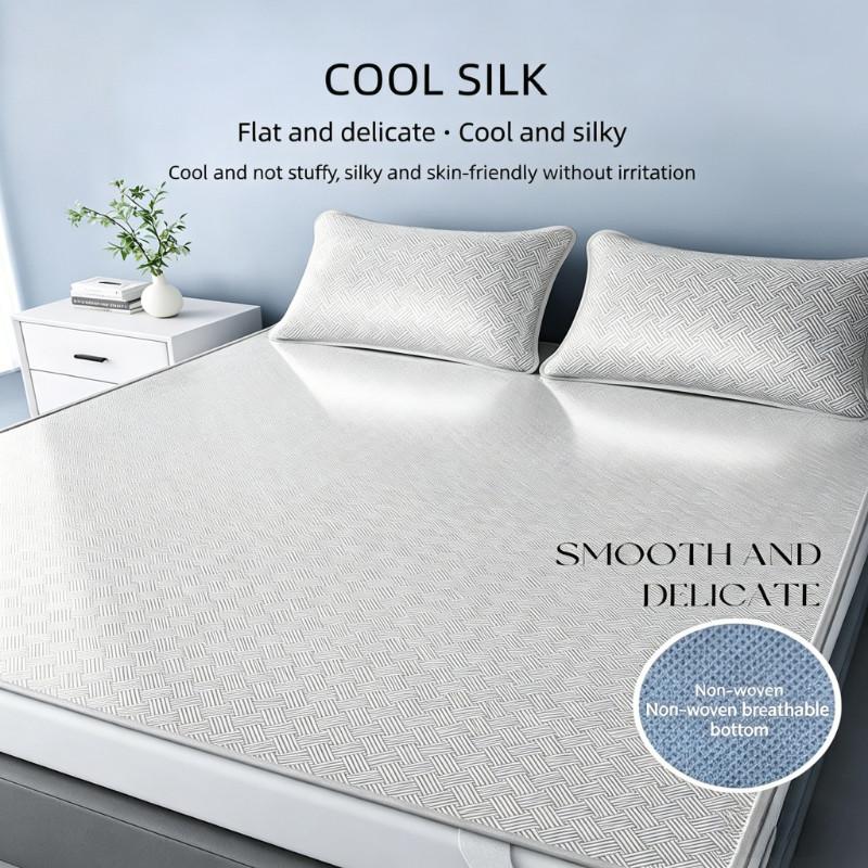 3pcs Machine washable summer ice silk mat set, soft, breathable and non-stuffy, a must-have bedding for the family