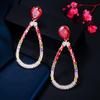 CMM Gorgeous Colorful Zirconia Hollow Silver Color Drop Earrings