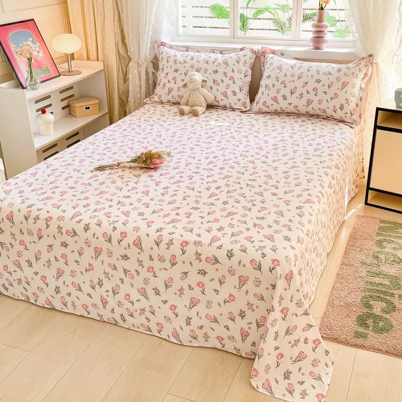 100% Cotton Flat Sheet Floral Style Bedsheet Skin-friendly Bed Linen Sabanas Para Cama Home Bed Flat Sheets (No Pillowcase)
