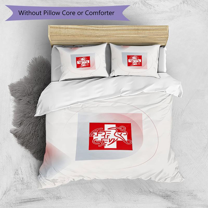Switzerland football Printed Bedding 3 Piece Set Cozy Breathable Bed Cover Set as Housewarming Holiday Gift