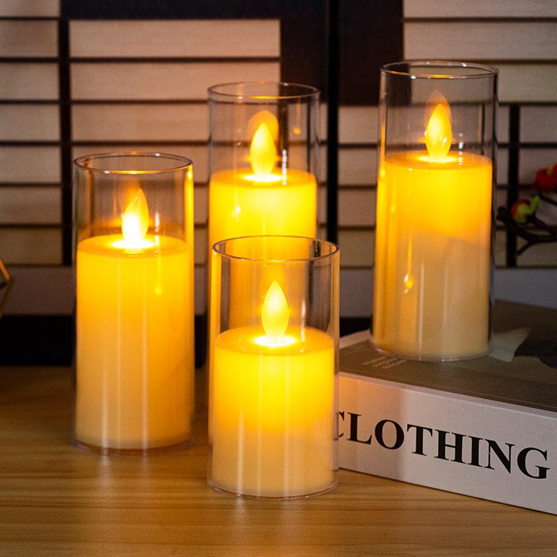 Светодиодные беспламенные свечи, имитация акриловой свечи, свадебная романтическая свеча, лампа с батареей, вечерние рождественские украшения для дома