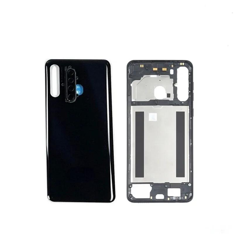 Задняя крышка для Samsung Galaxy A21 A215 SM-A215 Корпус задний Крышка аккумулятора Средняя рамка Запчасти для ремонта