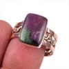 Ruby In Zoisite Lab-Created 925 Sterling Silver Jewelry Two Tone Ring S.8.5 A5K72