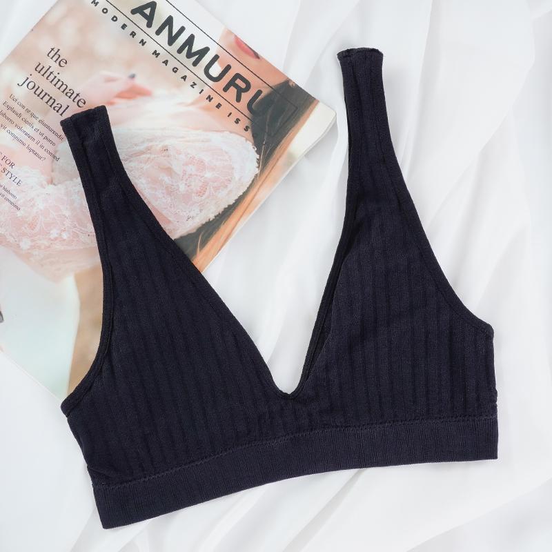 Женский модный бюстгальтер в полоску без рукавов с глубоким V-образным вырезом и мягкими подкладками, топы без косточек, укороченный топ, бюстгальтеры, бюстгальтер