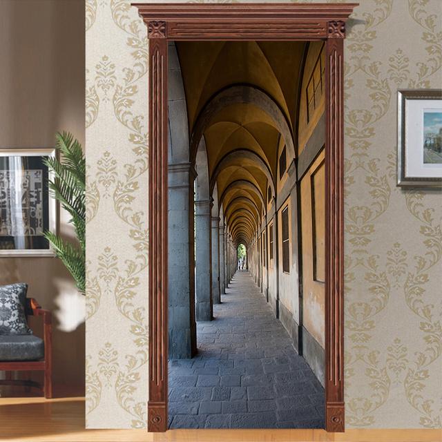 29 стилей DIY дверь художественная роспись наклейка гостиная коридор вход раздвижные двери декоративная живопись пилинг и; Наклеить обои из ПВХ