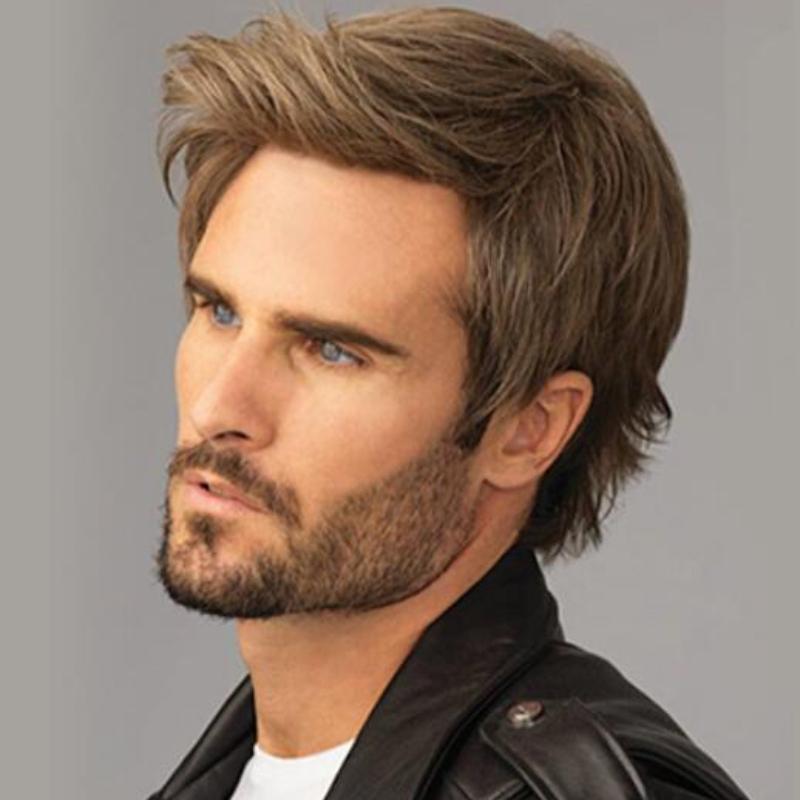 Мужской парик с градиентным цветом и боковым пробором для мужчин среднего и пожилого возраста, небольшой вьющийся парик с короткими волосами