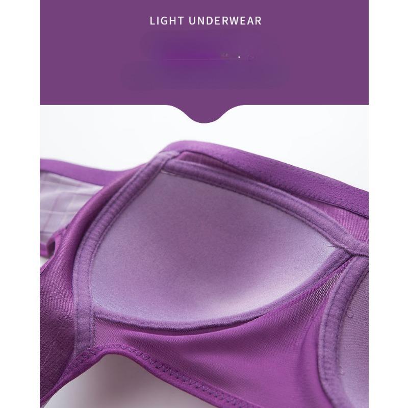 Wire Free Plaid Thin B C 3/4 Cup Women Large Size Bra Adjustable Lace Transparent Gather Push Up Wireless Bras Sexy Lingerie