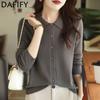 Women's Fashion Casual Fall Winter Solid Color Print Long Sleeve POLO Neck Sweaters