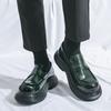Модные зеленые лоферы мужские на толстой подошве, увеличивающие рост, в британском стиле, высокого уровня, деловые повседневные кожаные туфли, слипоны, ленивые туфли
