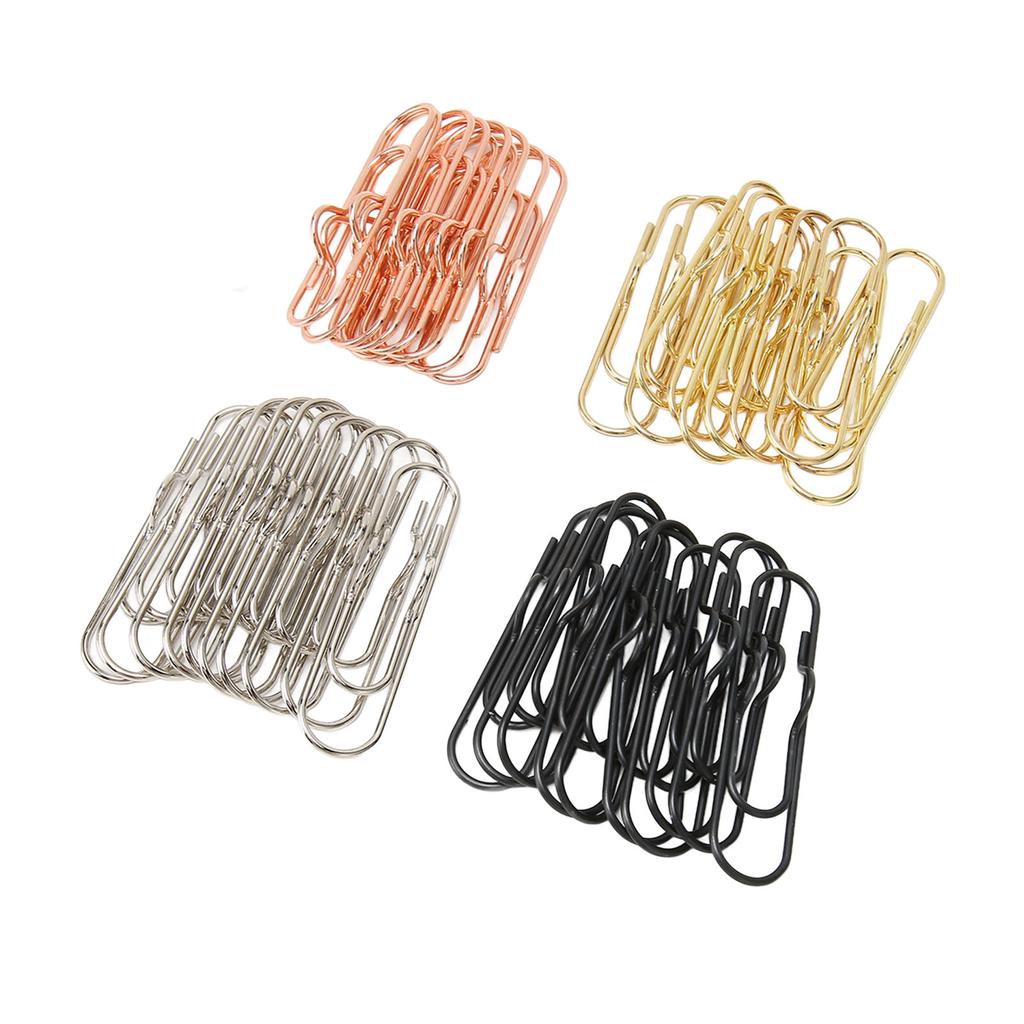 40 Pcs Black Silver Gold Colors Pen Clip Shaped Fancy Cute Planner Clips Page Marker Bookmark C