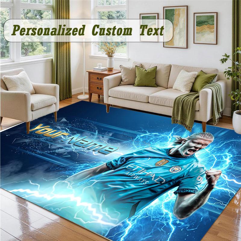 Crystal Velvet Square Rug Custom NameErling Haaland Pattern Non Slip Home Floor Decor Rug