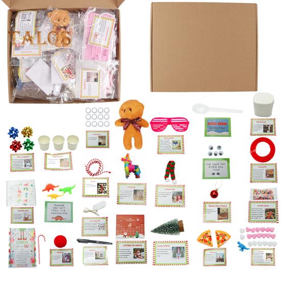 Рождественский комплект эльфа 2024 года 12/24 дня рождественских развлечений для эльфа реквизит обратный отсчет Рождества подарочная коробка для детей и семьи