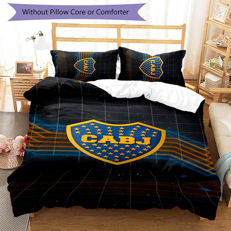 3pcs Club Atlético Boca Juniors pattern bedding set duvet cover set includes duvet cover &pillowcases,perfect all season bedroom decoration&gift