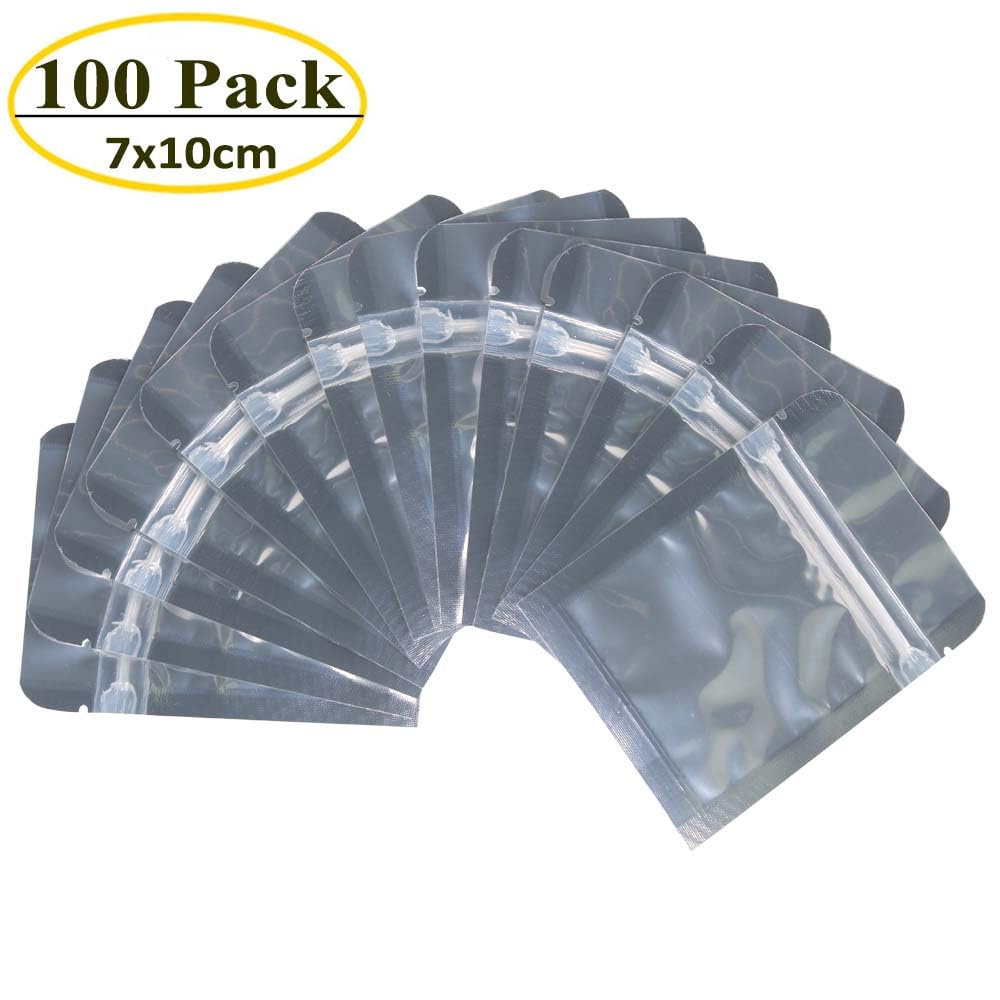 Belinlen 100 штук прозрачная алюминиевая водонепроницаемая и герметичная упаковка на молнии подходит для кофе мелкие предметы 7 x 10 мешок, влагонепроницаемый мешок, мешок,