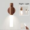 LED Wood USB Night Light Magnetic Wall Lamp Kitchen Cabinet Closet Light Home Staircase Bedroom Table Move Lamp Bedside Lighting