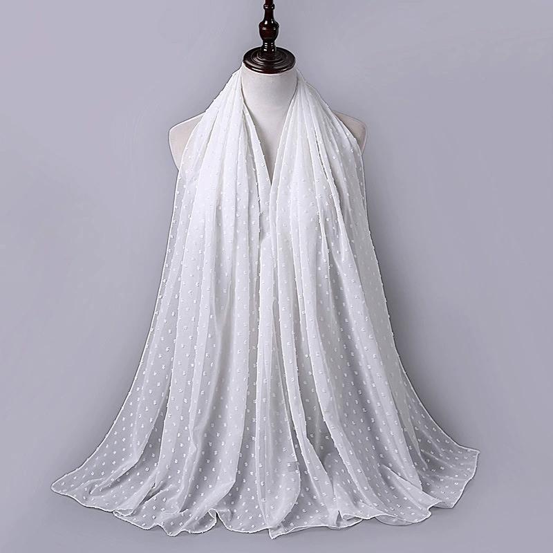 Solid Pearl Chiffon Hijab Scarf Woman Muslim Hijab Shawls Ladyies Ethnic Islamic Turban