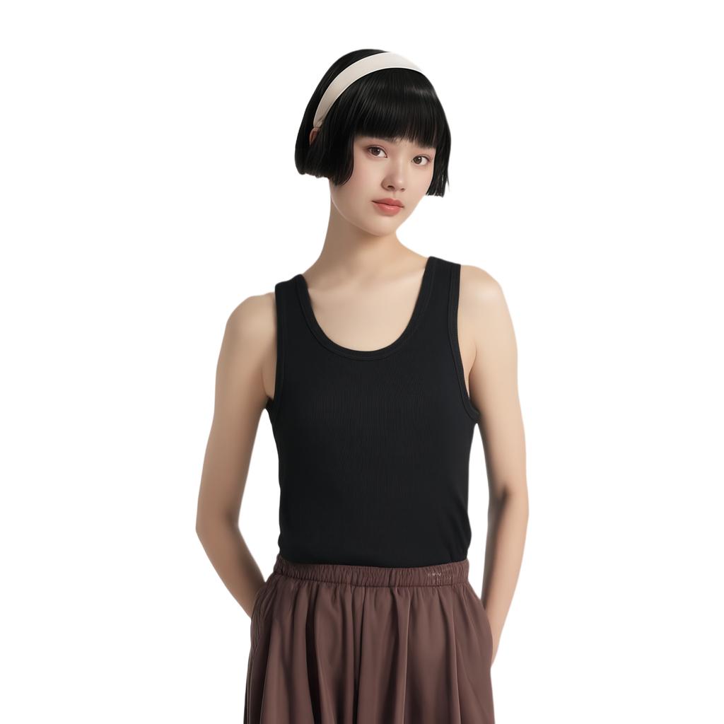 Uniqlo Однотонный круглый вырез Пуловер Жилет Унисекс Жилеты Черный 455358-09