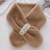 Ladies' Fashion Pearl Scarf Versatile Cute Hair Thickened Warm Cross Neck