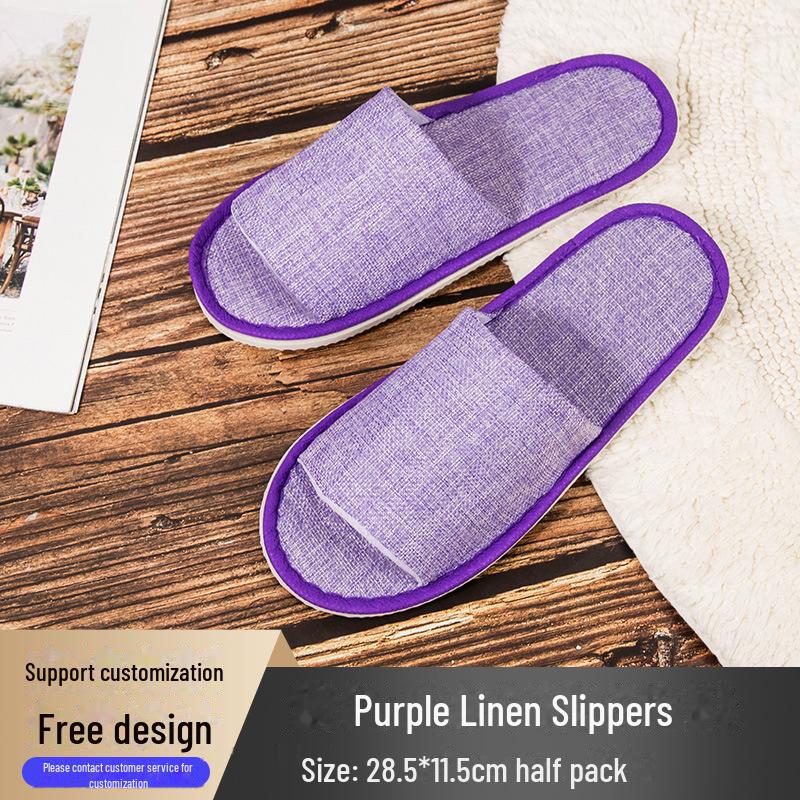 Четырехсезонные нескользящие тапочки из хлопка и льна для отелей и салонов красоты