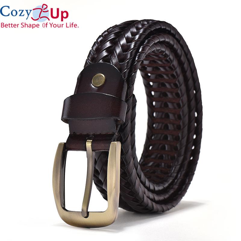 Cozy Up Braided Belt for Mens Woven Belts Luxury Genuine Leather Cow Straps Hand Knitted Designer Men for Jeans Girdle Male 100-125CM