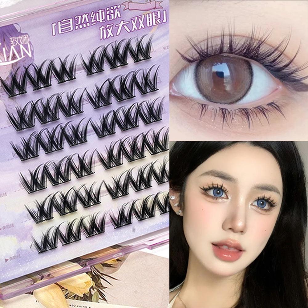 Glue Free Manga Lashes With Jelly Glue Strips 3D False Eyelashes Cat Elf Eyelashes Party Supplies
