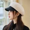 Versatile British Style Beret Autumn and Winter Hat for Women Thickened Windproof and Warm Painter Hat Korean Version Big Head Newspaper Boy Hat