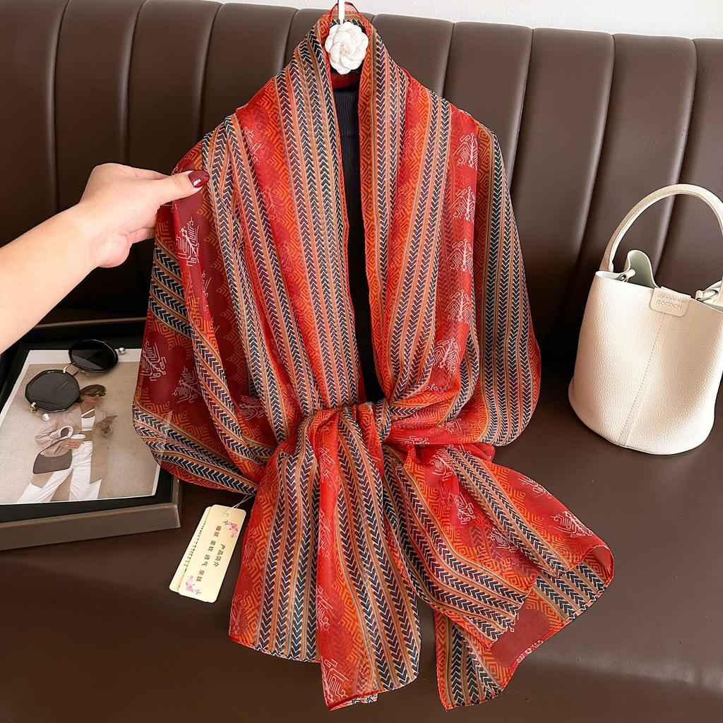 180*135cm Summer Silk Scarf Women Outdoor Shawl Bandanna Foulard Female Beach Fashion Luxury Oversized Shawl Head Hijab Wrap