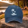 Coconut Tree Island Print Washed Baseball Cap Unisex Duckbill Cap for Golf Casual Outdoor Daily Wear