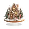 Christmas Acrylic Desktop Ornament Flat Snowy Cabin Ornament with Base Christmas Village