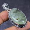 Prehnite Gemstone 925 Steling Silver Jewelry Pendant 2.09" J4w88