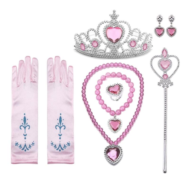 Аксессуары для костюма принцессы Набор одежды для вечеринки по случаю дня рождения Перчатки Корона Ожерелье и Коса для волос для наряжания девочек