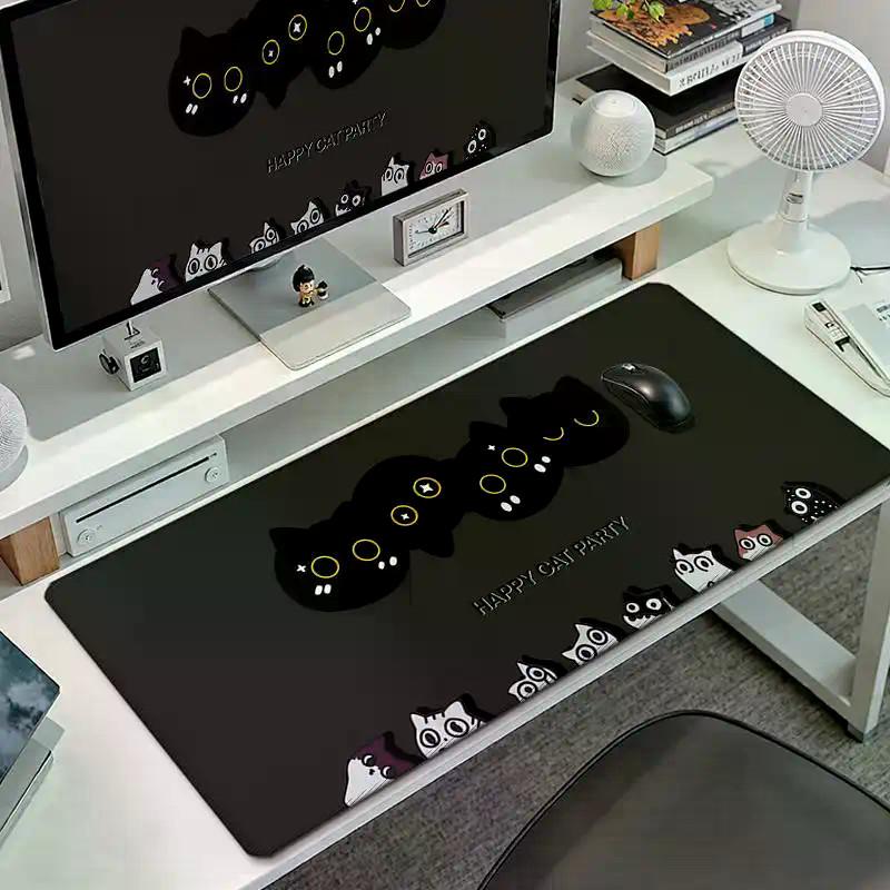 Cartoon Cute Little Black Cat Large Mouse Pad Work Station Computer Keyboard Non-slip Mat Dormitory Thickened Wrist Cushion