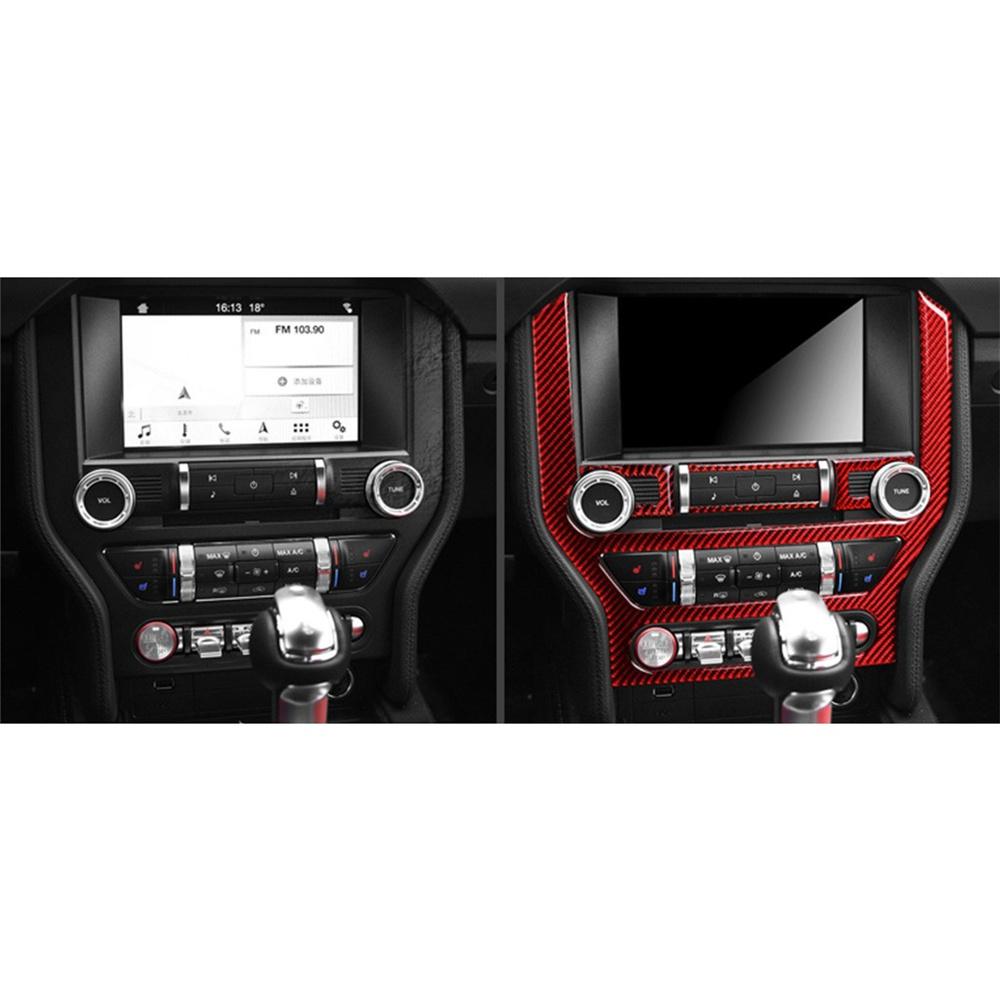 Для Ford Mustang 2015-2019 Красное углеволокно Декоративная накладка на панель CD Трим Стикер x1