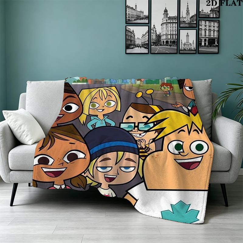 Total Drama Print Flannel Blanket High Quality Warm Comfortable Cover for All Seasons Perfect for Gifts Home Decor