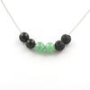 Stones and Minerals. Aventurine + Lava + Black Obsidian 8 Mm Pearl Necklace Stainless Steel Chain.