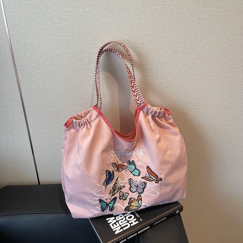 Women's Bag New Nylon Embroidered Bag Fashionable Large-capacity Portable Shoulder Shopping Bag