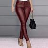 Fashion PU Leather Woman Pants Autumn Black Casual Office Lady Pencil Pants Women Leggings Winter Solid High Waist Trouser 24377