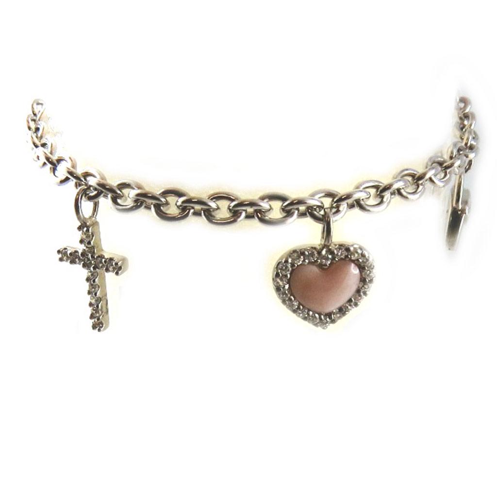 Les Trésors De Lily [D1383] - Серебряный браслет «Красотка» белый/розовый