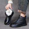 Женские короткие ботинки из натуральной кожи на мягкой подошве, универсальные, с круглым носком, теплые хлопковые ботинки