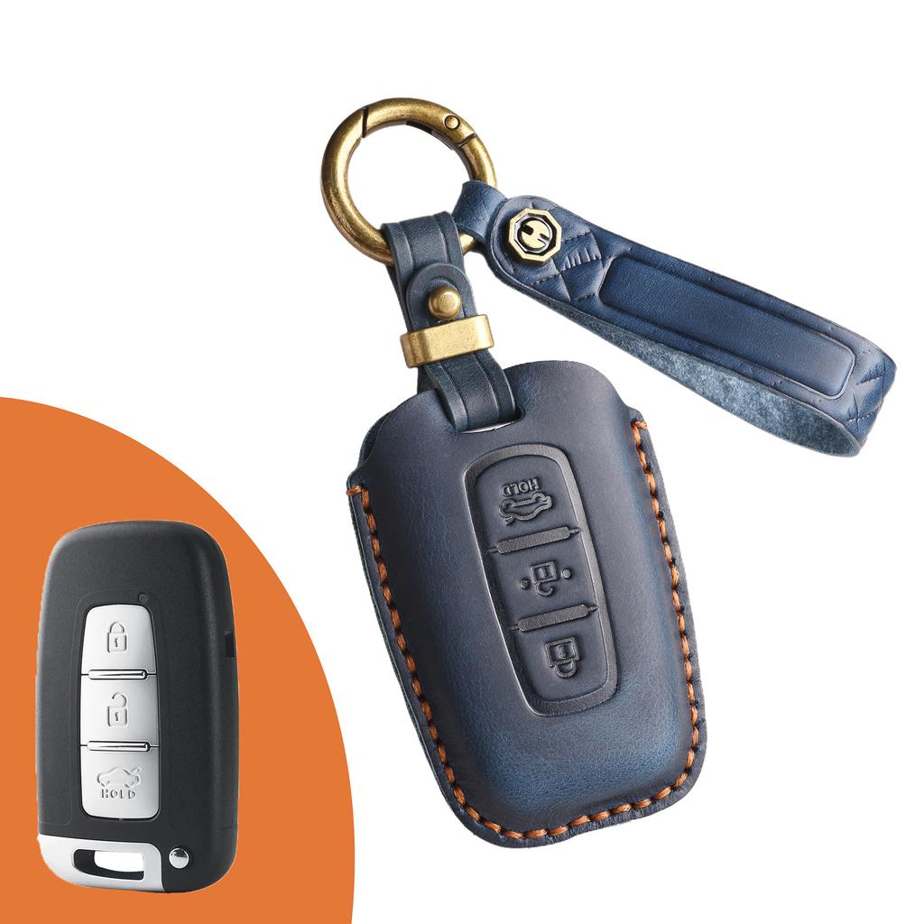 Ретро чехол для ключа подходит для ручной прошивки, застежка для защиты ключа из натуральной коровьей кожи для старых автомобилей Kia