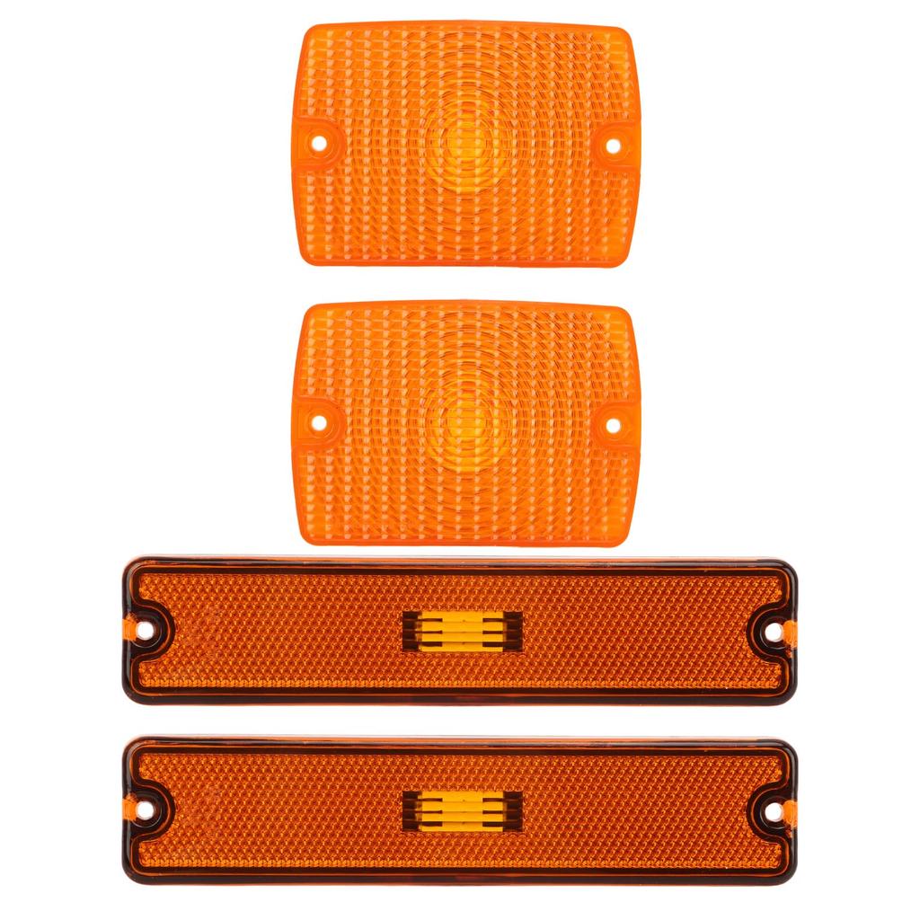4PC Side Marker Light and Turn Signal Light Housings 56001378 Replacement for Jeep Wrangler YJ (Yellow)