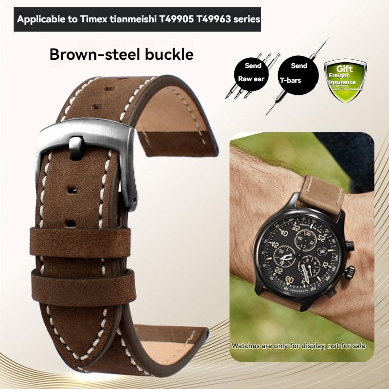 Для серии Timex T49905 T49963 T49953 TW4B01900 Оригинальный кожаный ремешок Мужской матовый браслет из коровьей кожи 20 мм 22 мм Черный Коричневый