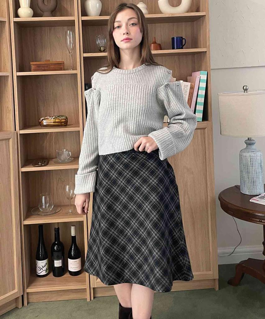 Delaidy Crescent Check Skirt (Navy)
