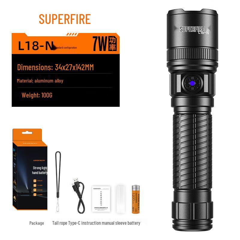 SUPERFIRE L18-N Водонепроницаемый Перезаряжаемый Наружный Фонарик