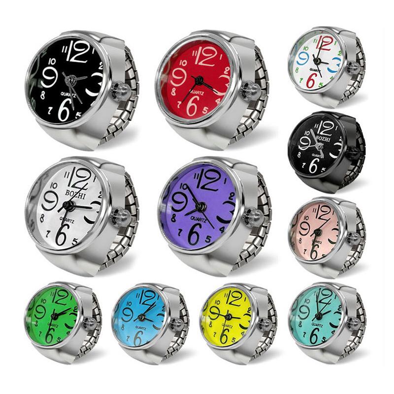 Trendy Unisex New Retro Hip-hop Women's Ring With Round Steel Dial Punk Style Elastic Quartz Ring Women's And Girls' Ring Watch