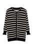 Women's Fashionable Stylish Hijab Cardigan Black Stone Knitwear Striped Cardigan