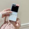 Для Samsung Galaxy Z Flip 5 4 3 Z Flip5 ZFlip 5 ZFlip5 Чехол 3D Розовый Бант Цепочка Кроссбоди Противоударный Чехол С Браслетом