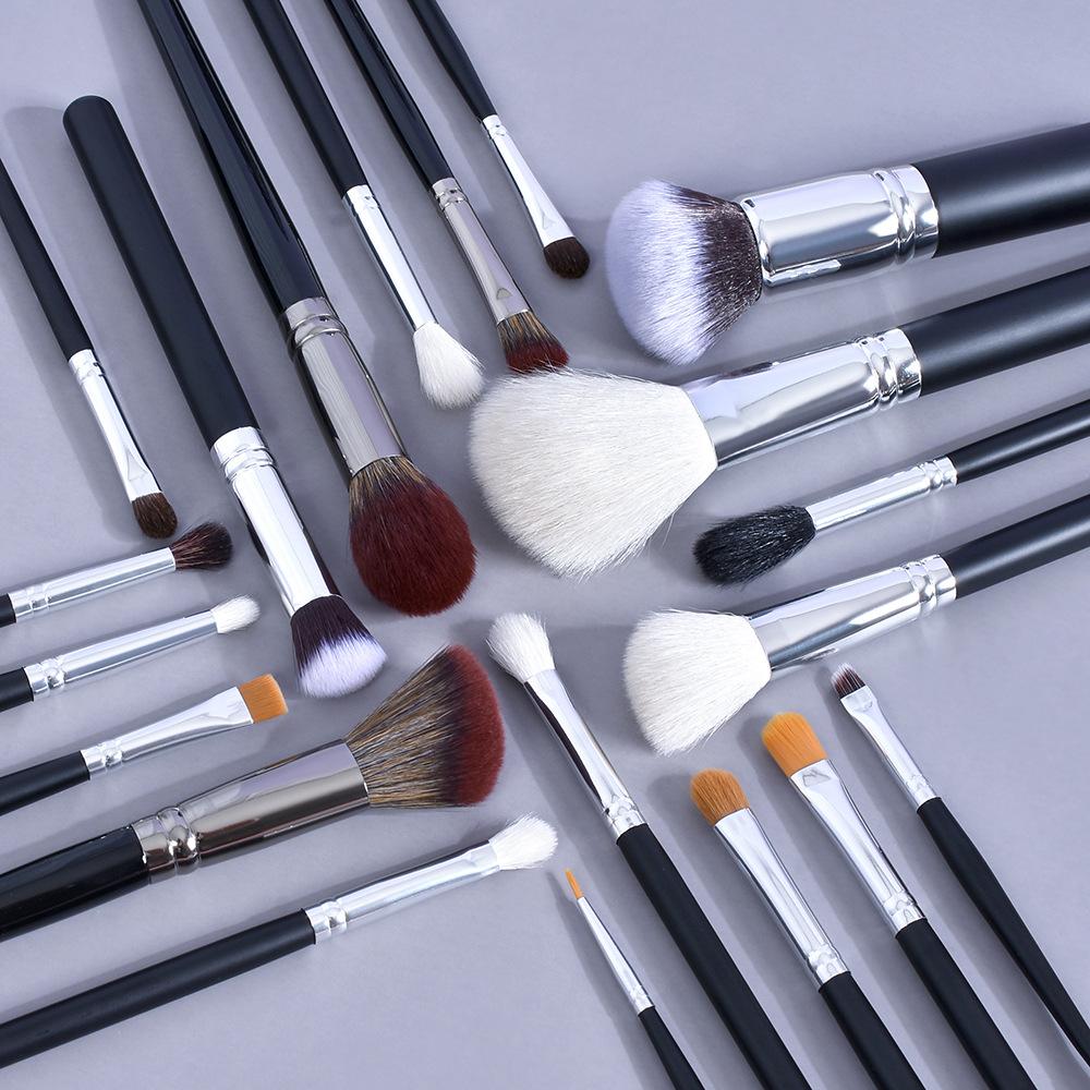 Customized Logo 12/16/20/34 Synthetic Hair High-End Animal Hair Black Handle Foundation Eye Makeup Brush Set