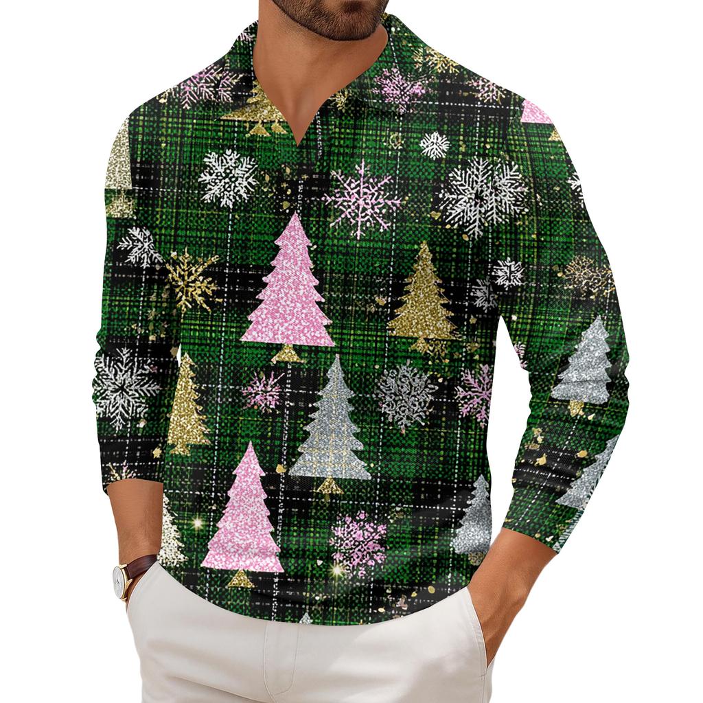 Men's Casual Collared Long-Sleeve Knit Base Layer Top