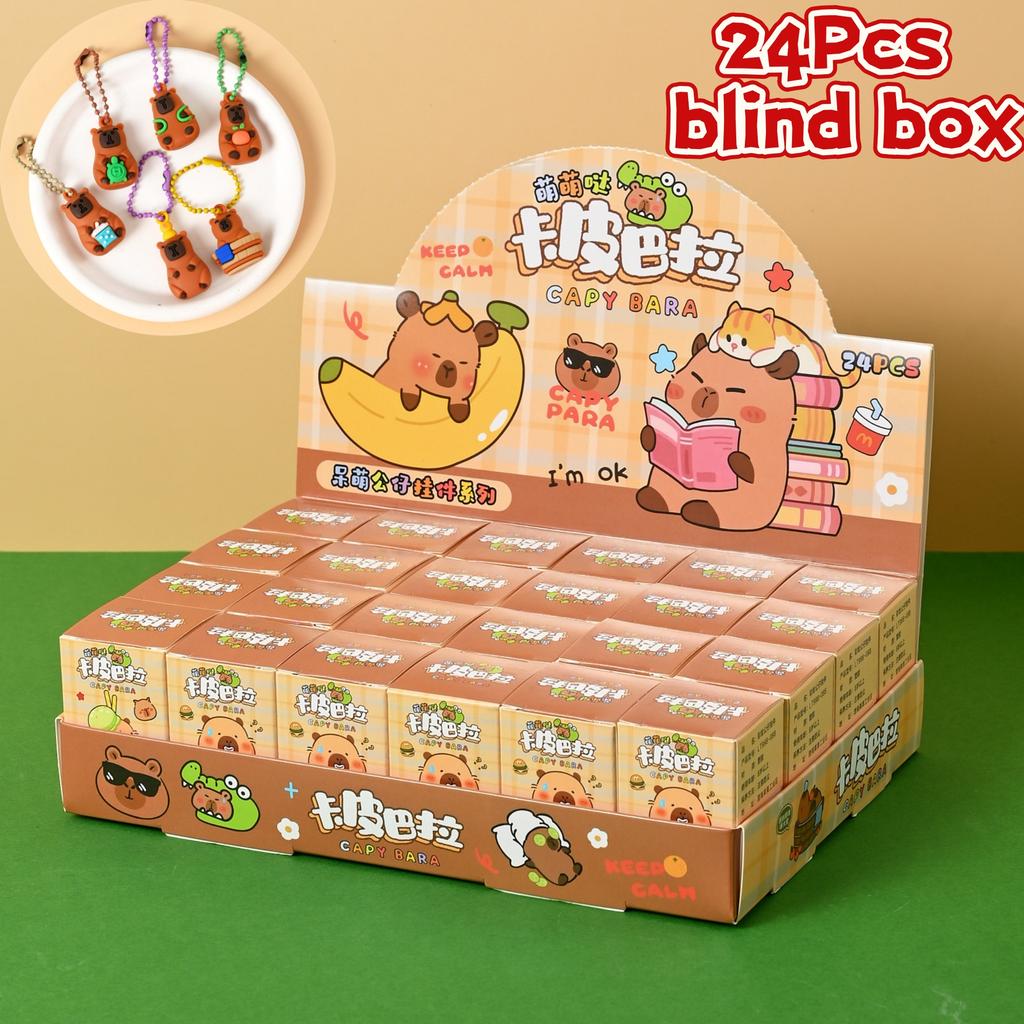 24 шт. Мультяшная капибара Брелок Слепой бокс Милый кулон для сумки Украшение для рюкзака Брелок для ключей автомобиля Для детей Подарок